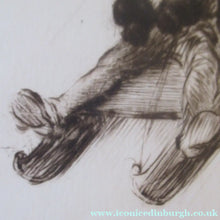 Load image into Gallery viewer, 1920s Original Eileen Soper Etching Tobogganing Pencil Signed
