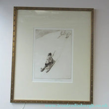 Load image into Gallery viewer, 1920s Original Eileen Soper Etching Tobogganing Pencil Signed
