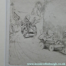 Load image into Gallery viewer, Eileen Soper Drypoint Etching Go Cart Rate 1920s Pencil Signed
