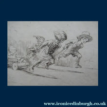 Load image into Gallery viewer, Cute Original Etching by EILEEN ALICE SOPER (1905 - 1990). The Go-Cart Race. Published 1923. Signed in Pencil

