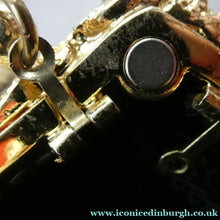 Load image into Gallery viewer, Vintage GOLD Minaudierie Bag or Purse; with Gold Casing Embellished with Diamante &amp; Pink Fabric
