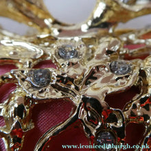 Load image into Gallery viewer, Vintage GOLD Minaudierie Bag or Purse; with Gold Casing Embellished with Diamante &amp; Pink Fabric
