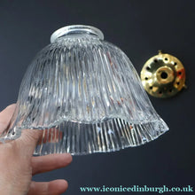 Load image into Gallery viewer, Fine Vintage HOLOPHANE Style Ribbed Glass Pendant Lamp Shade with Brass Hanging Fitment
