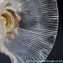 Load image into Gallery viewer, Fine Vintage HOLOPHANE Style Ribbed Glass Pendant Lamp Shade with Brass Hanging Fitment
