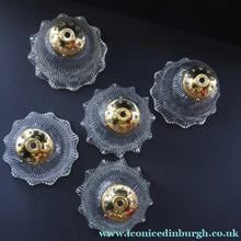 Load image into Gallery viewer, Fine Vintage HOLOPHANE Style Ribbed Glass Pendant Lamp Shade with Brass Hanging Fitment
