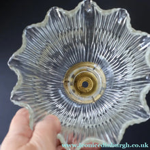 Load image into Gallery viewer, Fine Vintage HOLOPHANE Style Ribbed Glass Pendant Lamp Shade with Brass Hanging Fitment
