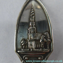 Load image into Gallery viewer, DANISH SILVER PLATE. Set of Six Vintage Souvenir Spoons. Copenhagen Finial designs by Axel Prip with Lighthouse Mark
