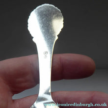Load image into Gallery viewer, DANISH SILVER PLATE. Vintage Souvenir Caddy Spoon. Copenhagen Finial designs by Axel Prip
