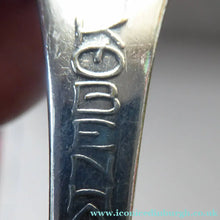 Load image into Gallery viewer, DANISH SILVER PLATE. Vintage Souvenir Caddy Spoon. Copenhagen Finial designs by Axel Prip
