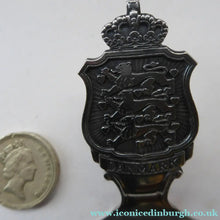 Load image into Gallery viewer, DANISH SILVER PLATE. Vintage Souvenir Cake Slice or Server. Danish Coat of Arms Design by Axel Prip
