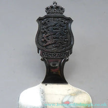 Load image into Gallery viewer, DANISH SILVER PLATE. Vintage Souvenir Cake Slice or Server. Danish Coat of Arms Design by Axel Prip
