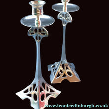 Load image into Gallery viewer, Decorative Silver Plate Pair of Vintage ART NOUVEAU WMF Style of Candlesticks
