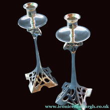 Load image into Gallery viewer, Decorative Silver Plate Pair of Vintage ART NOUVEAU WMF Style of Candlesticks
