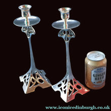 Load image into Gallery viewer, Decorative Silver Plate Pair of Vintage ART NOUVEAU WMF Style of Candlesticks
