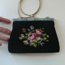 Load image into Gallery viewer, 1940s PETIT POINT &amp; GLASS BEAD Handbag or Evening Bag
