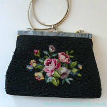 Load image into Gallery viewer, 1940s PETIT POINT &amp; GLASS BEAD Handbag or Evening Bag
