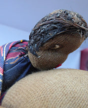 Load image into Gallery viewer, CLOTH DOLL. Vintage 1950s Native Lady Doll. Hand Made Lady Carrying a Wicker Basket and with Baby on her Back
