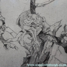 Load image into Gallery viewer, Strange 1930s Etching Featuring Winged Imps by Doris Boulton-Maude. Entitled "The Dead Tree.
