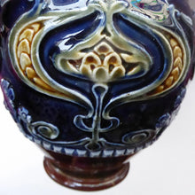Load image into Gallery viewer, VICTORIAN. Matching Pair of ROYAL DOULTON LAMBETH Tube Lined Art Nouveau Faience Bottle / Trumpet Vases

