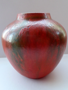 1960s West German Ruscha Vase with Scarlet Red Thick Volcano Glaze. Model No. 8371