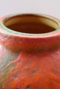 1960s West German Ruscha Vase with Scarlet Red Thick Volcano Glaze. Model No. 8371