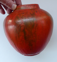 Load image into Gallery viewer, 1960s West German Ruscha Vase with Scarlet Red Thick Volcano Glaze. Model No. 8371
