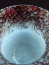 Load image into Gallery viewer, 1930s Monart Glass Vase lue with Gold Aventurine
