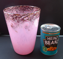 Load image into Gallery viewer, 1930s Tall Scottish Monart Glass Vase. Pink with Gold Aventurine
