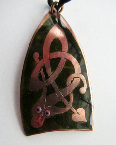 1970s Copper and Enamel Pendant by John Leman, Scotland
