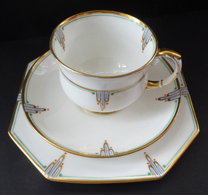 Pair of 1920s PARAGON Bone China ART NOUVEAU Pattern Trio