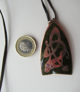 1970s Copper and Enamel Pendant by John Leman, Scotland