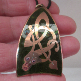 1970s Copper and Enamel Pendant by John Leman, Scotland