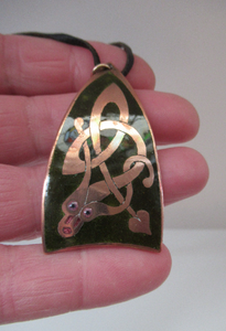 1970s Copper and Enamel Pendant by John Leman, Scotland
