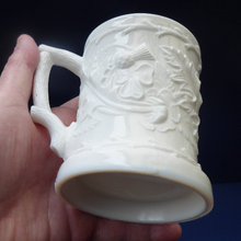Load image into Gallery viewer, 1880S Antique Davidsons White Milk Glass Mug - Thistle Pattern
