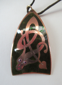 1970s Copper and Enamel Pendant by John Leman, Scotland