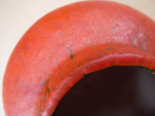 Load image into Gallery viewer, 1960s West German Ruscha Vase with Scarlet Red Thick Volcano Glaze 
