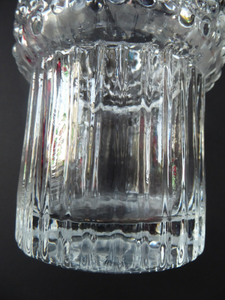 Vintage Clear Glass Vase with Trumpet Shaped Rim and Dimpled Neck; Probably Czech Sklo