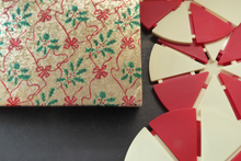 Load image into Gallery viewer, Rare and Unusual 1960s Red and White Plastic Place Mats and Coasters In Christmas Box
