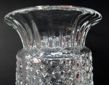 Load image into Gallery viewer, Vintage Clear Glass Vase with Trumpet Shaped Rim and Dimpled Neck; Probably Czech Sklo
