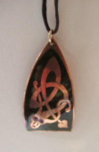 1970s Copper and Enamel Pendant by John Leman, Scotland