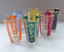 Load image into Gallery viewer, Fabulous Set of 1950s Harlequin Drinking Glasses. Six in Total in the Set
