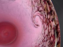 Load image into Gallery viewer, 1930s Tall Scottish Monart Glass Vase. Pink with Gold Aventurine
