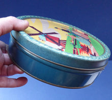 Load image into Gallery viewer, Rare Round Dutch Biscuit Tin. Unusual Art Deco Design; c 1930s
