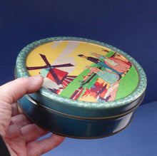 Load image into Gallery viewer, Rare Round Dutch Biscuit Tin. Unusual Art Deco Design; c 1930s
