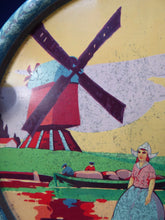 Load image into Gallery viewer, Rare Round Dutch Biscuit Tin. Unusual Art Deco Design; c 1930s
