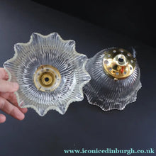 Load image into Gallery viewer, Fine Vintage HOLOPHANE Style Ribbed Glass Pendant Lamp Shade with Brass Hanging Fitment
