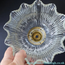 Load image into Gallery viewer, Fine Vintage HOLOPHANE Style Ribbed Glass Pendant Lamp Shade with Brass Hanging Fitment
