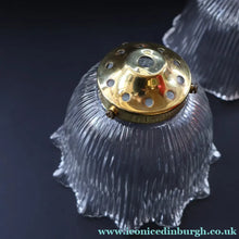 Load image into Gallery viewer, Fine Vintage HOLOPHANE Style Ribbed Glass Pendant Lamp Shade with Brass Hanging Fitment

