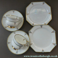 Load image into Gallery viewer, Early 1920s PARAGON Bone China ART NOUVEAU Pattern Trio: Tea Cup &amp; Saucer plus side plate. Beautiful and Rare - British
