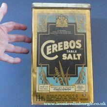 Load image into Gallery viewer, Vintage Early 1950s HUGE Cerebos Salt Storage Tin. 14 lbs Size (Height 10 Inches)
